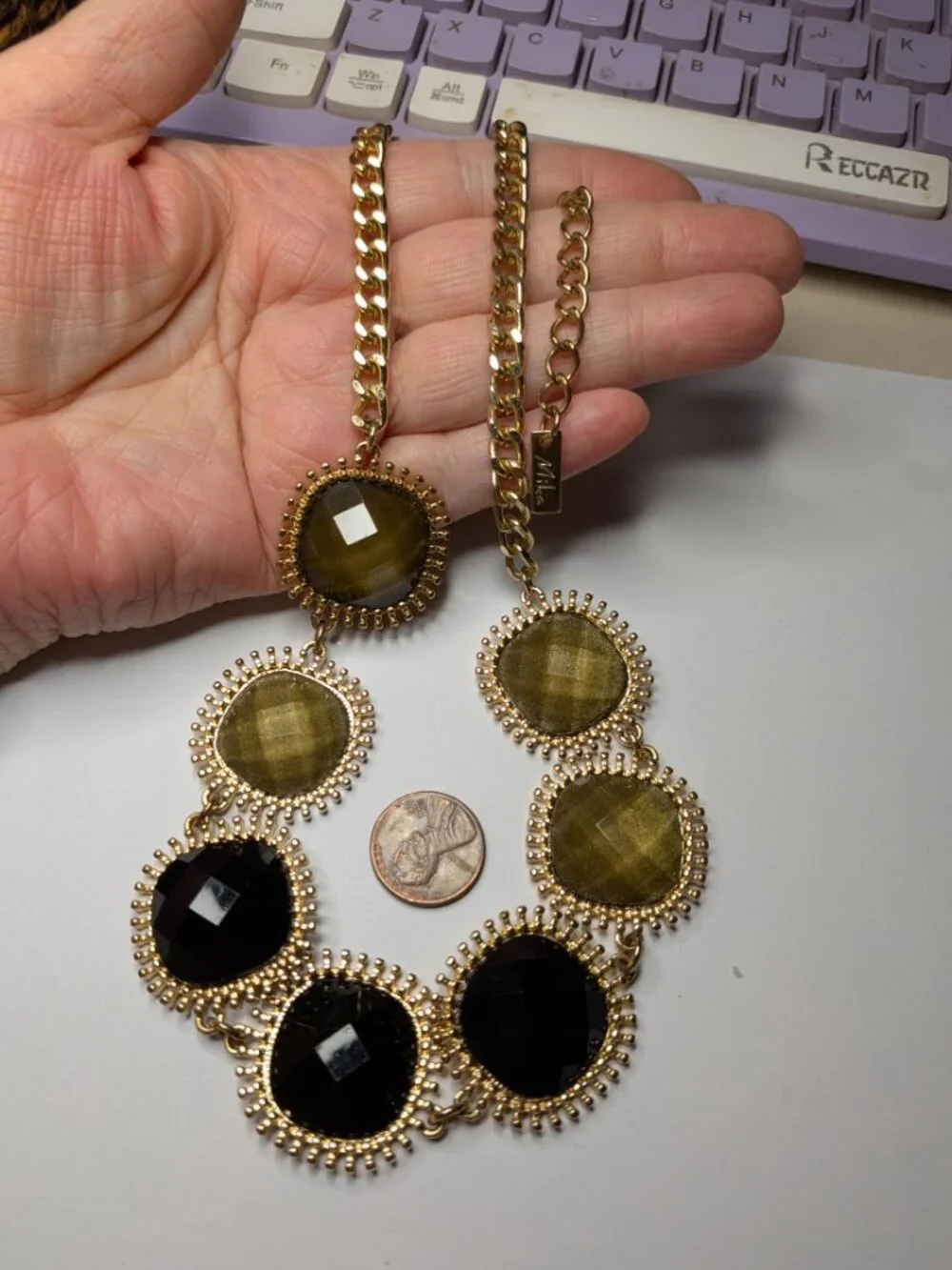 Mila Vintage Gold Tone Statement Necklace